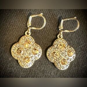 Elegant Gold and Silver Crystal Earrings